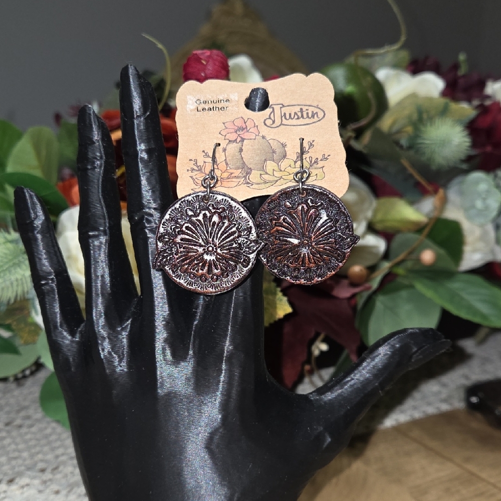 Justin Brown Leather Earrings